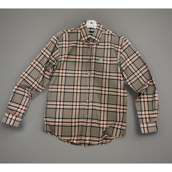 NEW LOCAL BOY OUTFITTERS Men’s Size S Brown Red Beige Long Sleeve Button Flannel - Picture 1 of 6